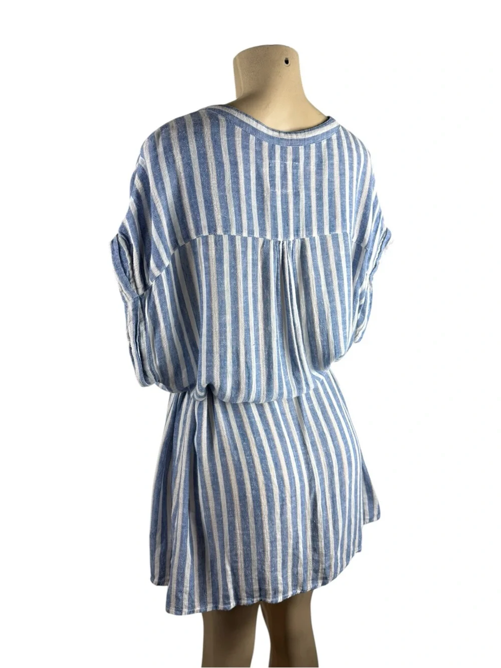 RAILS Angelina Linen Blue & White Striped Dress Size Large
